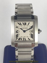 Cartier Tank Francaise Stainless Steel Quartz Ladies Midsize Watch 2465 MINT