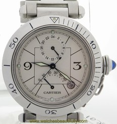 Cartier Pasha GMT Power Reserve White dial on Steel Bracelet 38mm W310055
