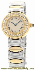 Ladies Cartier Baignoire 18k Yellow Gold & Stainless Steel
