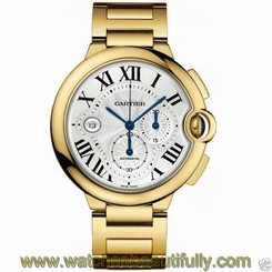 Cartier Ballon Bleu Chronograph w6920008 18kt Yellow Gold Bracelet Ret: $37,500 7612456396977