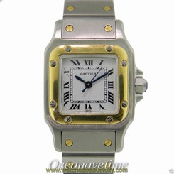 Cartier Small Santos Galbee 18K Yellow Gold & Steel Automatic Watch White Dial