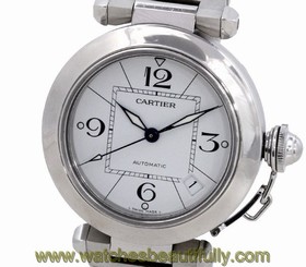 Pre-Owned CARTIER Pasha C Automatic White Dial Unisex Wristwatch W31074M7, ML 7612456290183