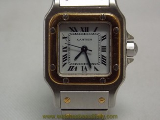 Cartier Santos Galbee Ladies Steel & 18K Yellow Gold Watch