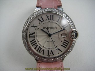 CARTIER BALLON BLEU DIAMONDS, LARGE 42mm, WE900951,18Kt WHITE,w/BOX. BUY IT NOW!
