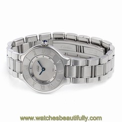 Used Watch Women Cartier Mast 21 SM W10109T2 quartz Silver stainless O4T