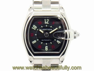 Used[A] Watch Men Cartier Roadster LM W62002V3 automatic Dial: Black SS H3W