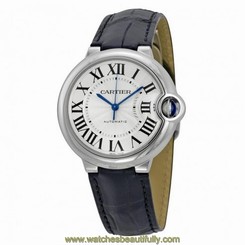 CARTIER WOMEN'S BALLON BLEU DE CARTIER LEATHER BAND AUTOMATIC WATCH W69017Z4 7612456383298