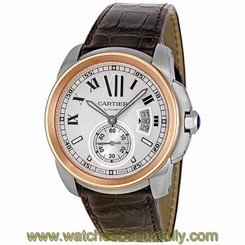 Cartier Calibre De Cartier Silver Dial Mechanical Wind Mens Watch W7100039 7612456685187
