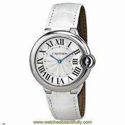 CARTIER WOMEN'S BALLON BLEU DE CARTIER LEATHER BAND QUARTZ WATCH W6920087