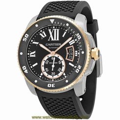 CARTIER MEN'S CALIBRE DE CARTIER DIVER 42MM BLACK AUTOMATIC WATCH W7100055 7613268367377