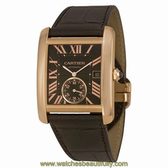 Cartier Tank MC Mechanical Brown Dial Brown Leather Strap Mens Watch W5330002