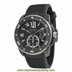 Cartier Calibre de Cartier Diver Automatic Black Dial Black Rubber Divers Mens