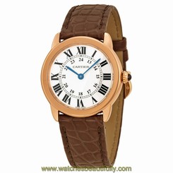 Cartier Ronde Solo De Cartier Silver Dial Brown Leather Ladies Watch W6701007 7612456740947