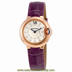 Cartier Ballon Bleu Silver Dial Diamond 18kt Rose Gold Ladies Watch WJBB0019