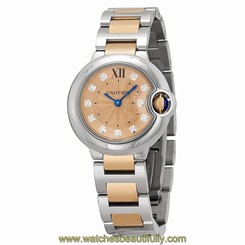Cartier Silver Dial 18kt Rose Gold and Stainless Steel Ladies Watch WE902052 7613268296073
