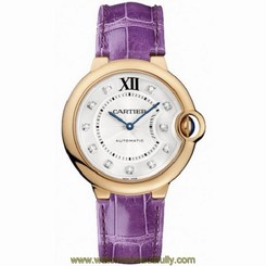 CARTIER UNISEX BALLON BLEU DE CARTIER LEATHER BAND AUTOMATIC WATCH WE902028