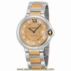 Cartier Ballon Bleu Rose Gold Dial Steel and 18kt Rose Gold Ladies Watch 7613268296097