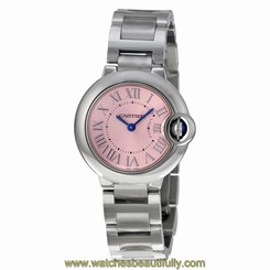Cartier Ballon Bleu Pink Dial Stainless Steel Ladies Watch W6920038 7613268382547
