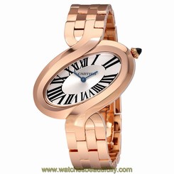 Cartier Delices De Cartier Silver Dial Ladies 18 Carat Rose Gold Watch W8100006