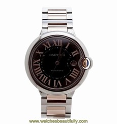 CARTIER BALLON BLEU 3001 AUTOMATIC MENS WATCH TWO-TONE 18K ROSE GOLD SS 42MM