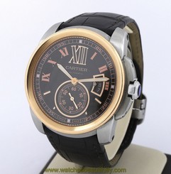 CARTIER Calibre Steel &18K Rose Gold Bezel Men's watch 42mm (3389)