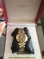 Cartier Men's PASHA 1034 Stainless Steel and 18K Gold Watch Unisex