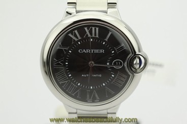 Cartier Ballon Bleu Stainless Steel Black Dial on Bracelet 372523UX 42mm