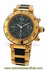 Cartier Pasha Seatimer 42.5mm Chronograph Automatic 18kt Gold & Rubber W301970M