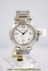 Cartier 2324 Pasha de Cartier White Numeral and Stick Dial Stainless Box N/P