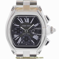 Cartier Roadster Chronograph Stainless Steel Black Dial Watch
