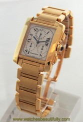 CARTIER --- Tank Francaise Chronograph 18K Yellow Gold Chonoflex Ref. W50005r2