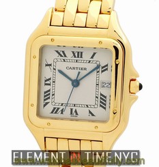 Cartier Panthere Large 28mm 18k Yellow Gold Silver Roman Dial W25014B9