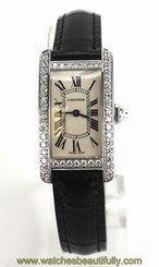 Cartier Tank Americaine Ladies White Gold and Diamond Watch Perfect Condition