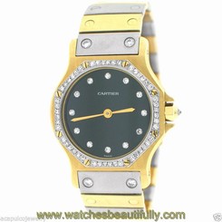 CARTIER Automatique Paris 18K Two Tone Gold Ladies Diamond Watch "PRE-OWNED"