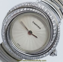 CARTIER "TRINITY" 18K WHITE GOLD ON BRACELET FACTORY DIAMONDS, ALL ORIGINAL