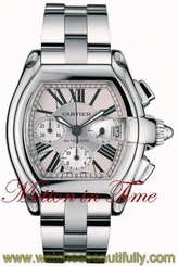 Cartier Roadster Chronograph Automatic Stainless Steel Silver Dial Ref# W62019X6