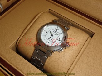 Cartier Pasha C 35mm Stainless Steel On Bracelet Automatic White Dial W31074M7