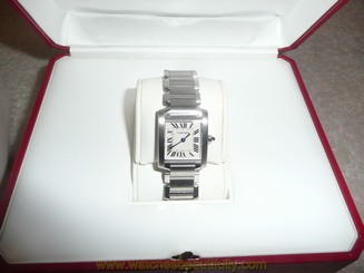 *** CARTIER TANK WATCH w/ Seal & extra link - W51008Q3 2384 (EA-H-1007)