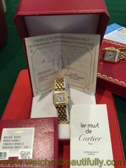 MY CARTIER PANTHERE WATCH FOR LADIES, SOLID 18K YELLOW GOLD WITH WARRANTY