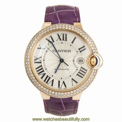 Cartier Ballon Bleu 42.1MM Automatic 18K Rose Gold, WE900851 Diamond Bezel