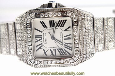 MENS CARTIER SANTOS XL 100 24 CTW DIAMOND 38MM MW000405 #30 WATCH