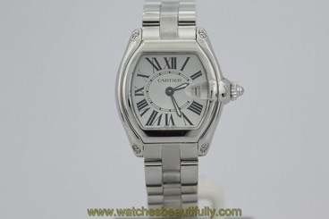 Cartier Santos Ladies Roadster Silver Dial W62016V3 on Bracelet 7612456261527