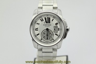 Cartier Calibre Silver Dial W7100015 on Bracelet 7612456709036