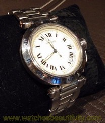 Cartier Pasha Silver Watch Large Mens Womens