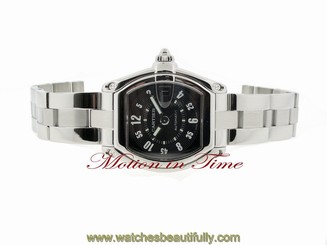 Cartier Roadster Mens Large Model, Black Dial- Stainless Steel on Bracelet