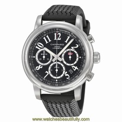 CHOPARD MEN'S MILLE MIGLIA 42MM BLACK RUBBER BAND AUTOMATIC WATCH 168511-3001