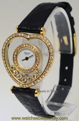 Chopard Happy Heart 18k Yellow Gold & Diamonds Ladies Skeleton Quartz Watch 5231