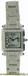 Ladies Chopard Happy Sport Diamond Steel Watch w/18k White Gold Diamond Bracelet