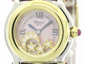 Polished CHOPARD Happy Sport Diamond 18K Gold Steel Watch 27/8246-42 (BF110211)