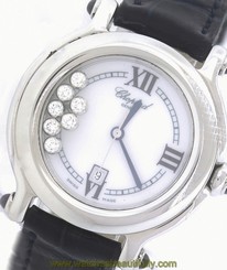 Ladies Chopard Happy Diamond Sport 8236 Stainless Leather Swiss Quartz Watch